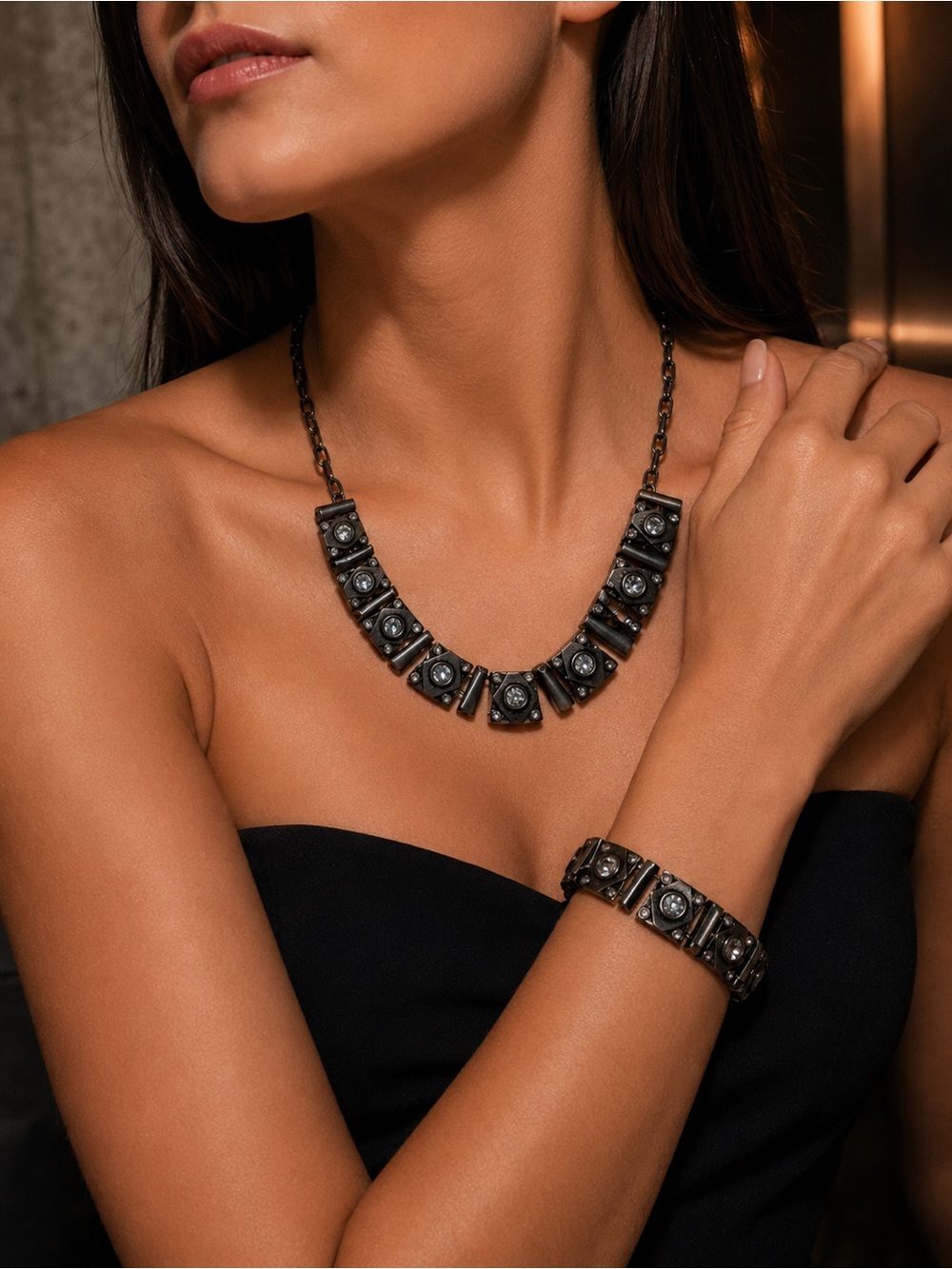 Retired Lia Sophia Crystal Statement Jewelry Set Industrial